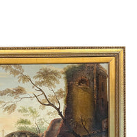 Large 17th Century Italian Oil on Canvas Ships Seascape Painting "Marina delle torri" the Circle of Salvator Rosa, 1660