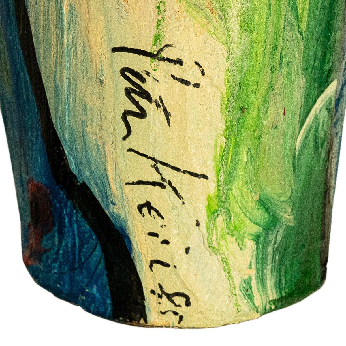 Large Abstract Expressionist Papier-mâché Painted Floor Sculpture Vase 1985 by Peter Robert Keil