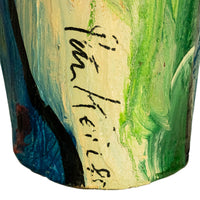 Large Abstract Expressionist Papier-mâché Painted Floor Sculpture Vase 1985 by Peter Robert Keil