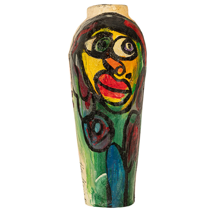 Large Abstract Expressionist Papier-mâché Painted Floor Sculpture Vase 1985 by Peter Robert Keil