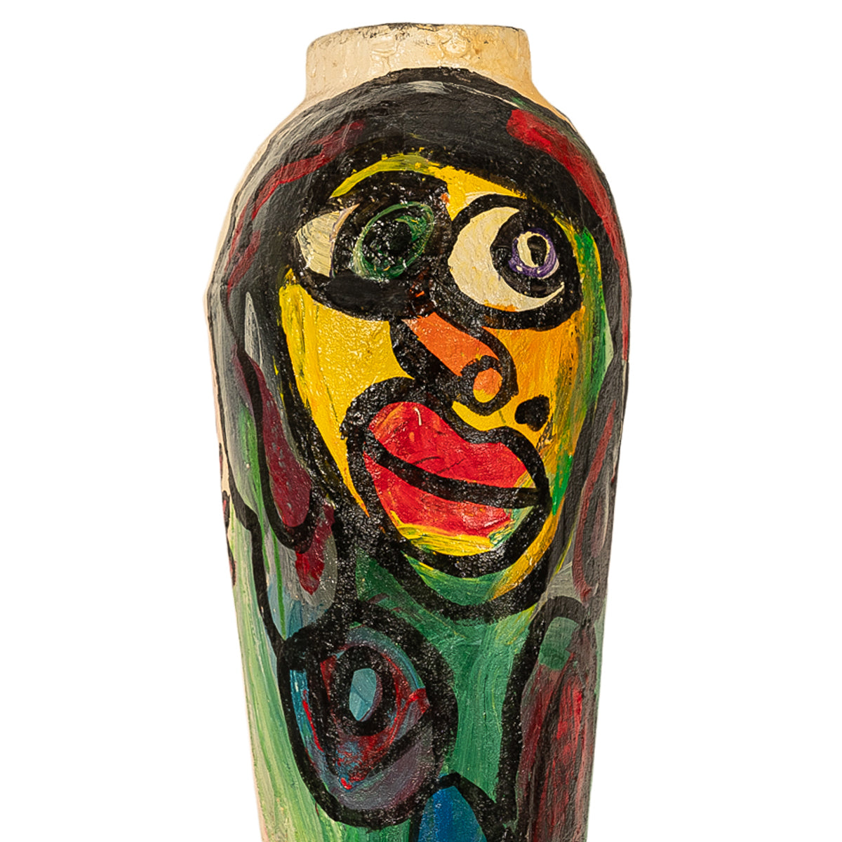 Large Abstract Expressionist Papier-mâché Painted Floor Sculpture Vase 1985 by Peter Robert Keil