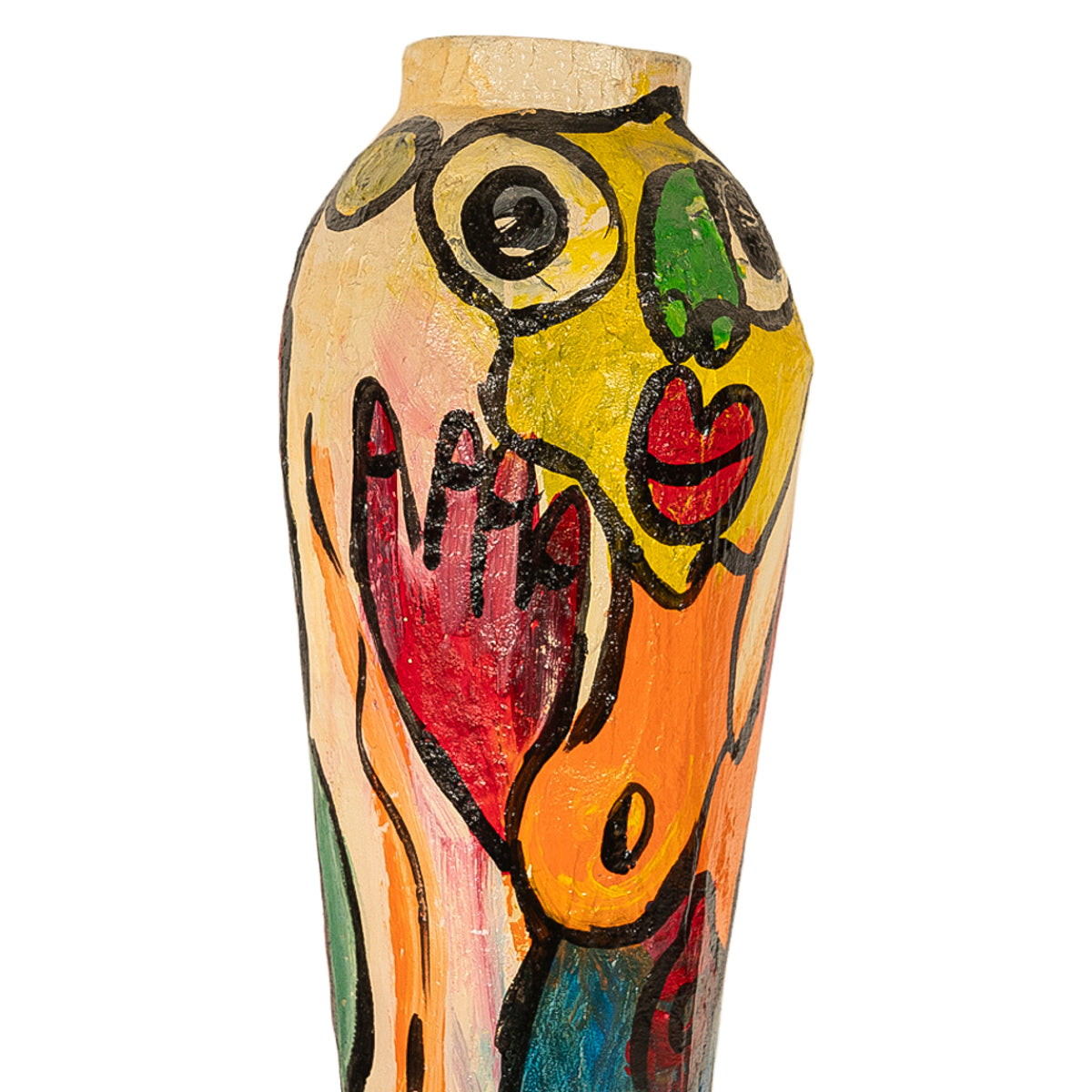 Large Abstract Expressionist Papier-mâché Painted Floor Sculpture Vase 1985 by Peter Robert Keil