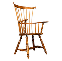 Antique 18th Century American New England Fan Back Maple Windsor Arm Chair 1780