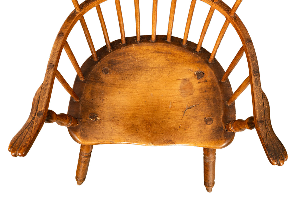 Antique 18th Century American New England Fan Back Maple Windsor Arm Chair 1780