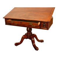 Antique 19th Century Architect's Mahogany Pedestal Desk Drafting Table 1870