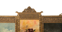 Antique Gilded Room Divider Screen Oil Painting Aesthetic Movement NY 1885