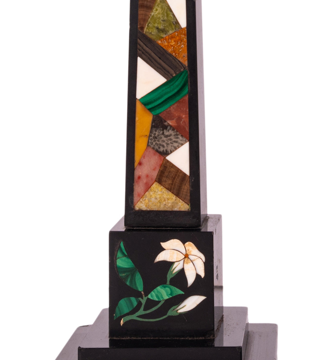 Pair Antique Pietra Dura Marble Specimen Stone Desk Obelisks Derbyshire 1840