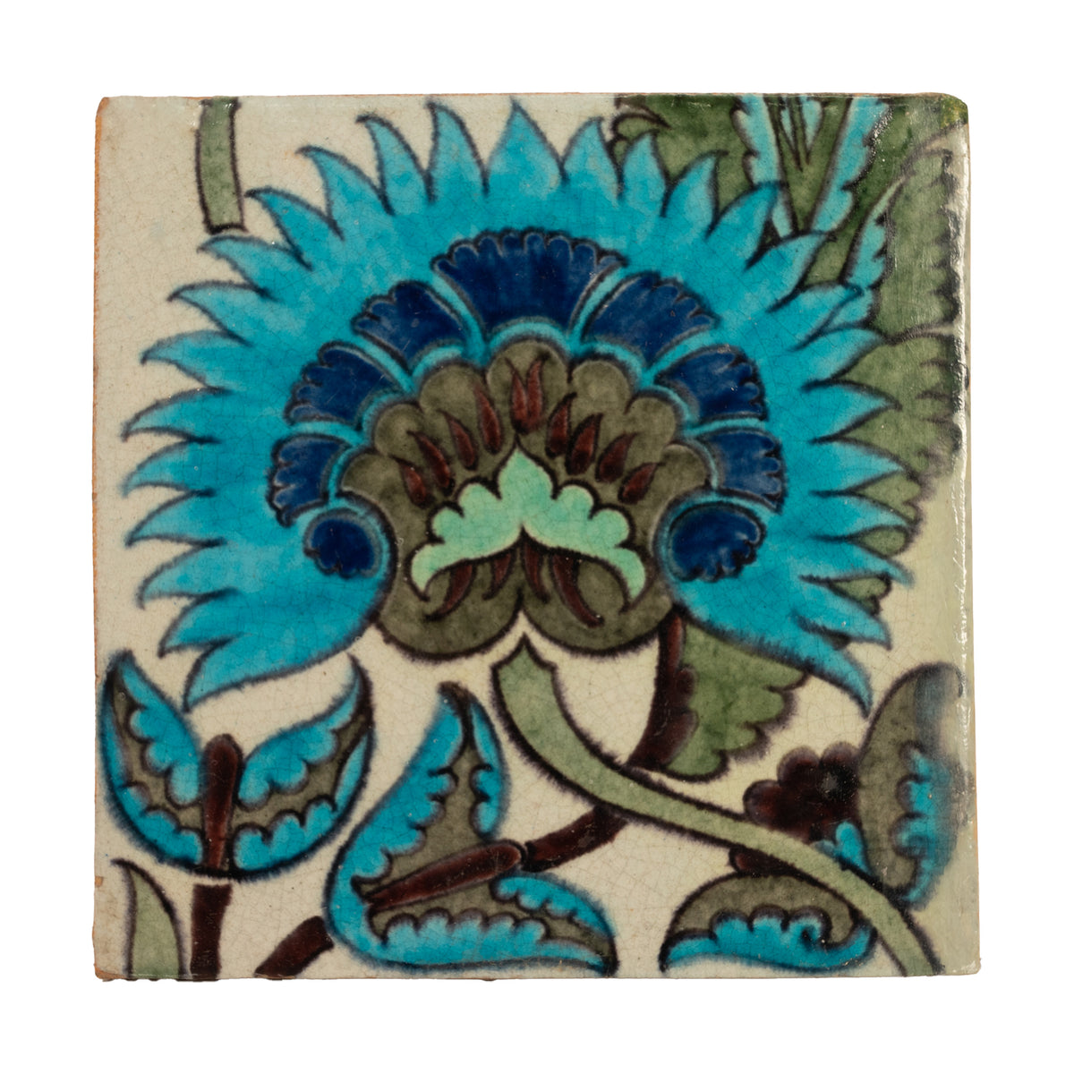 Antique Arts Crafts William De Morgan Iznik Persian Pottery Tile Sands End 1890