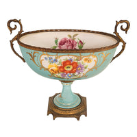Antique French Pale Blue Sevres Paris Porcelain Ormolu Vase Coupe Garniture 1915