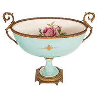 Antique French Pale Blue Sevres Paris Porcelain Ormolu Vase Coupe Garniture 1915