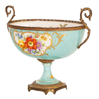 Antique French Pale Blue Sevres Paris Porcelain Ormolu Vase Coupe Garniture 1915