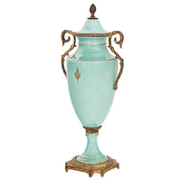 Antique French Pale Blue Sevres Paris Porcelain Ormolu Vase Coupe Garniture 1915