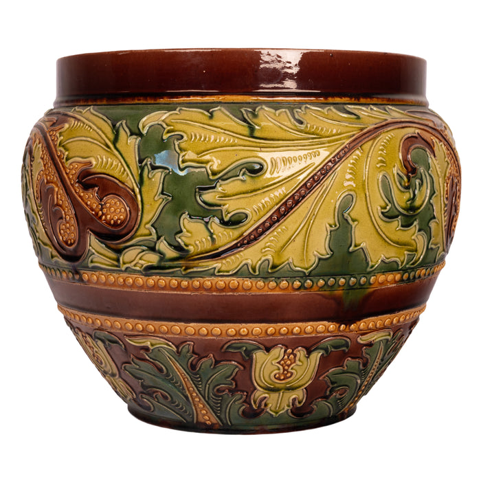 Antique Large Art Nouveau Doulton Lambeth Pottery Stoneware Jardiniere 1890