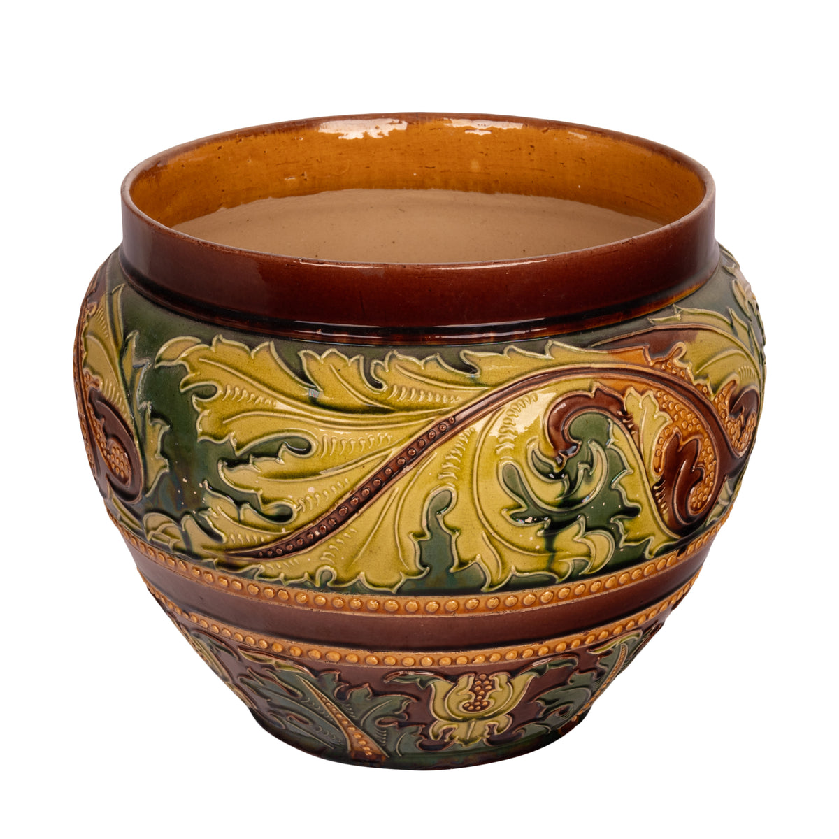 Antique Large Art Nouveau Doulton Lambeth Pottery Stoneware Jardiniere 1890