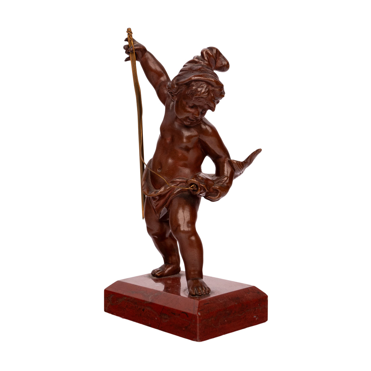 Antique Italian Grand Tour Bronze Hunting Putti Sculptures Statues Marble 1850