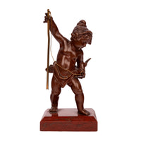 Antique Italian Grand Tour Bronze Hunting Putti Sculptures Statues Marble 1850