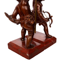 Antique Italian Grand Tour Bronze Hunting Putti Sculptures Statues Marble 1850