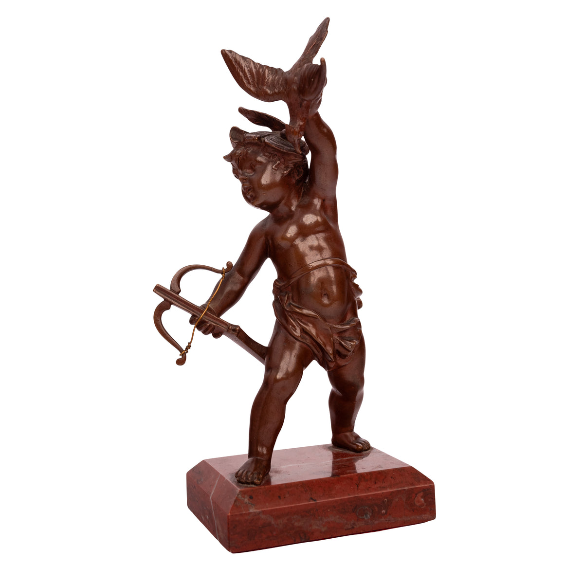 Antique Italian Grand Tour Bronze Hunting Putti Sculptures Statues Marble 1850