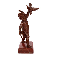 Antique Italian Grand Tour Bronze Hunting Putti Sculptures Statues Marble 1850