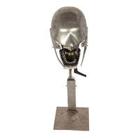 Antique Aluminum Teaching Dental Phantom Head Skull on Stand Gold Tooth 1920's