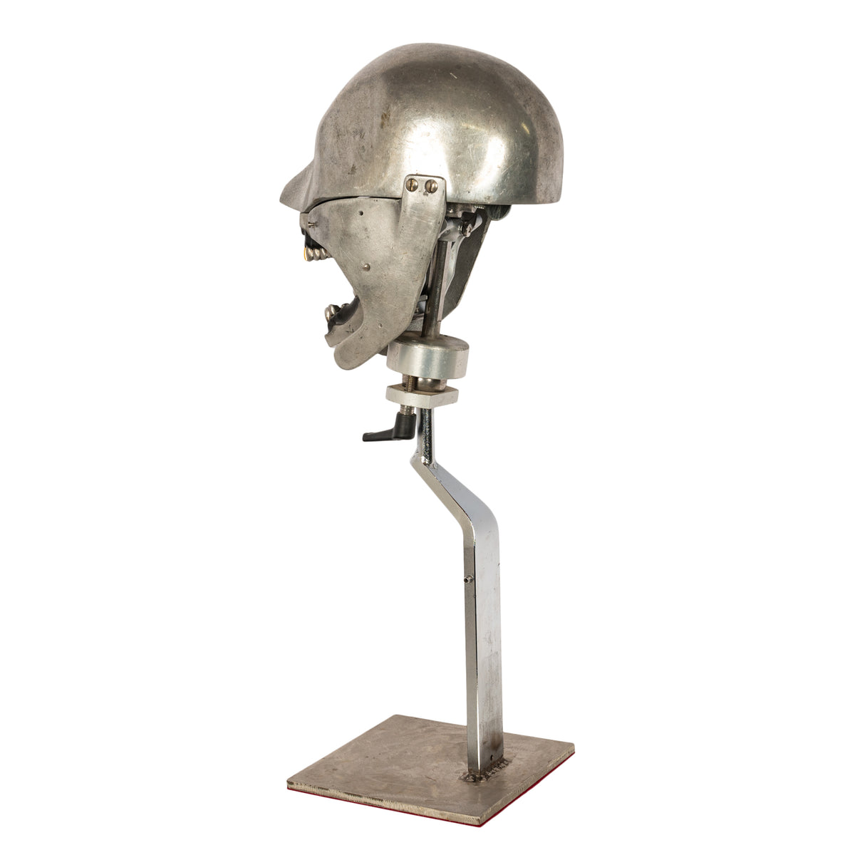 Antique Aluminum Teaching Dental Phantom Head Skull on Stand Gold Tooth 1920's