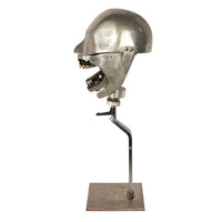 Antique Aluminum Teaching Dental Phantom Head Skull on Stand Gold Tooth 1920's
