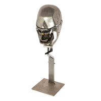 Antique Aluminum Teaching Dental Phantom Head Skull on Stand Gold Tooth 1920's