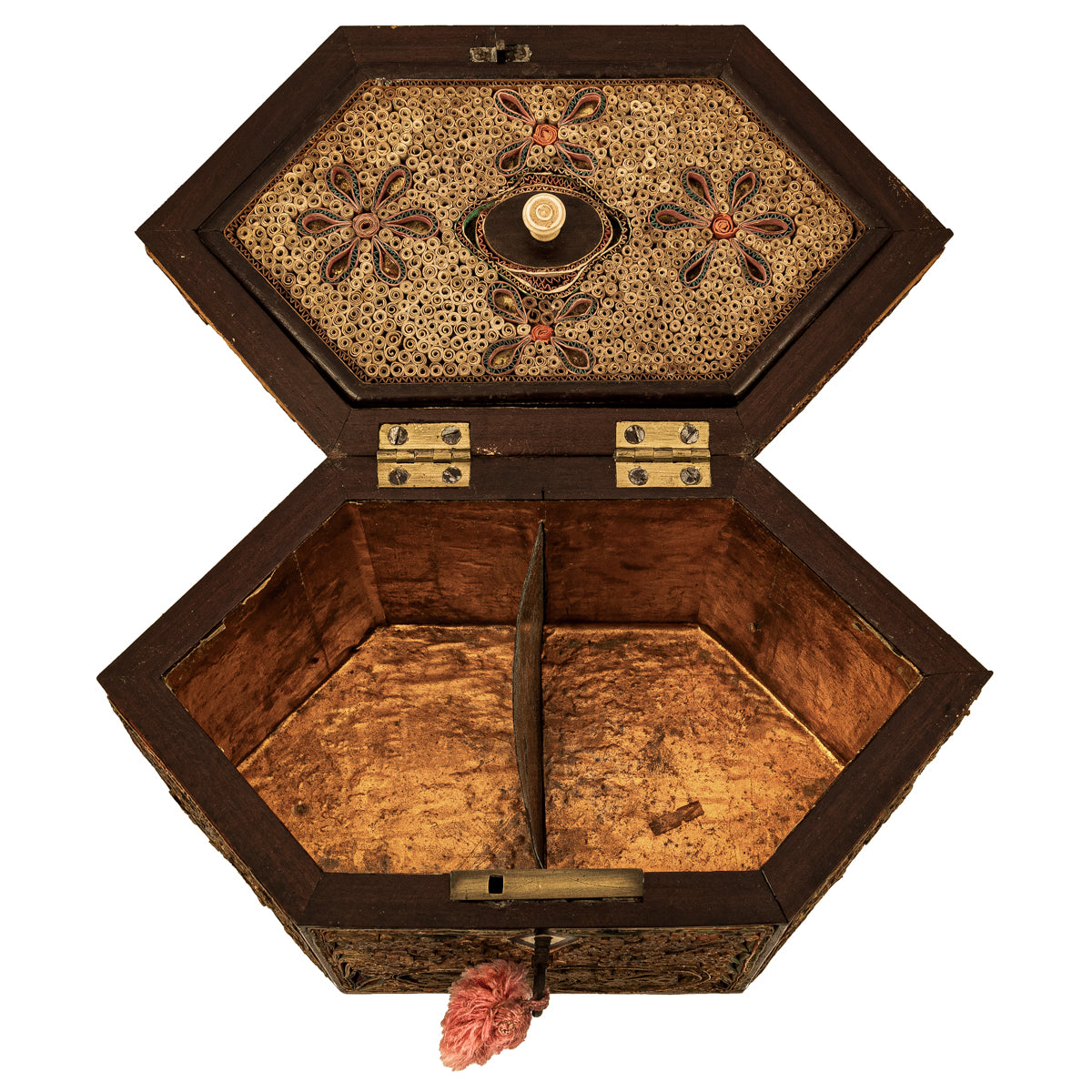 Antique 18th Century Georgian Mahoghany Paper Scroll Work Tea Caddy Box 1780