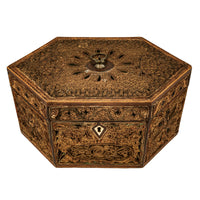 Antique 18th Century Georgian Mahoghany Paper Scroll Work Tea Caddy Box 1780