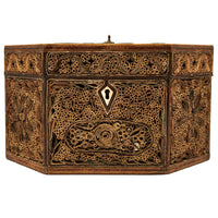 Antique 18th Century Georgian Mahoghany Paper Scroll Work Tea Caddy Box 1780