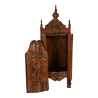 Pair Antique French Provincial Carved Walnut Kitchen Salt Flour Boxes Fariniere