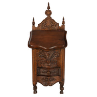 Pair Antique French Provincial Carved Walnut Kitchen Salt Flour Boxes Fariniere