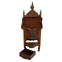 Pair Antique French Provincial Carved Walnut Kitchen Salt Flour Boxes Fariniere
