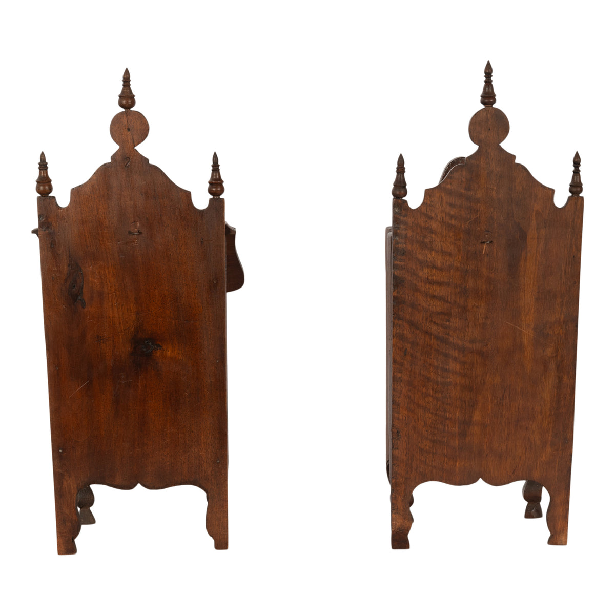 Pair Antique French Provincial Carved Walnut Kitchen Salt Flour Boxes Fariniere