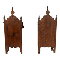 Pair Antique French Provincial Carved Walnut Kitchen Salt Flour Boxes Fariniere