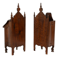 Pair Antique French Provincial Carved Walnut Kitchen Salt Flour Boxes Fariniere