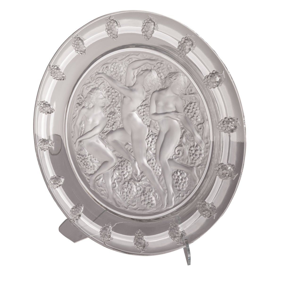 Large Art Deco Rene Lalique Glass Cote d'Or Bachantes Charger Bowl Platter 1943