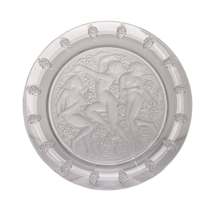 Large Art Deco Rene Lalique Glass Cote d'Or Bachantes Charger Bowl Platter 1943