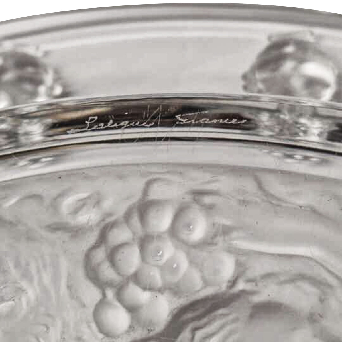 Large Art Deco Rene Lalique Glass Cote d'Or Bachantes Charger Bowl Platter 1943