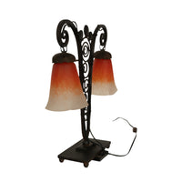 Antique French Art Deco Charles Schneider Art Glass Edgar Brandt Iron Lamp 1920