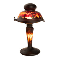Antique French Galle Style Muller Freres Cameo Art Glass Landscape Table Lamp