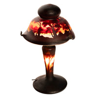 Antique French Galle Style Muller Freres Cameo Art Glass Landscape Table Lamp