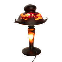 Antique French Galle Style Muller Freres Cameo Art Glass Landscape Table Lamp