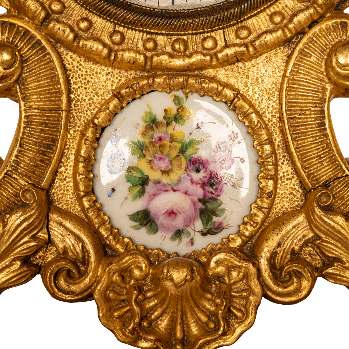 Fine Antique 19th Century French Rococo Gilded 8 Day Clock Sevres Porcelain, circa 1830