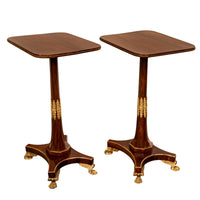 Pair Antique French Empire Napoleonic Neoclassical Rosewood Ormolu Side Tables, Circa 1805