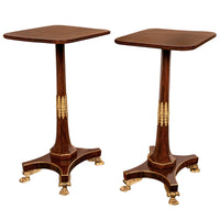 Pair Antique French Empire Napoleonic Neoclassical Rosewood Ormolu Side Tables, Circa 1805