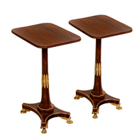 Pair Antique French Empire Napoleonic Neoclassical Rosewood Ormolu Side Tables, Circa 1805