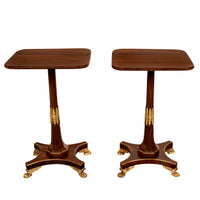 Pair Antique French Empire Napoleonic Neoclassical Rosewood Ormolu Side Tables, Circa 1805