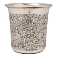 Antique Large 84 Silver Russian Engraved Niello Kiddush Cup Beaker Moscow 1888