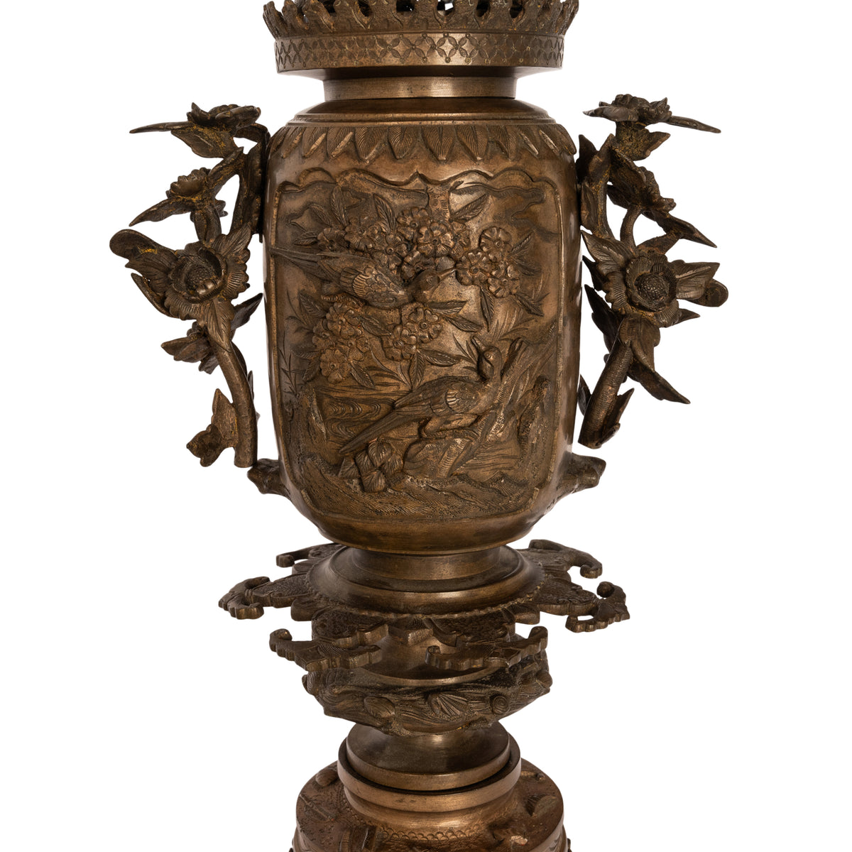 Large Antique Japanese Meiji Bronze Koro Censer insense Burner Urn Eagle & Snake Circa 1890